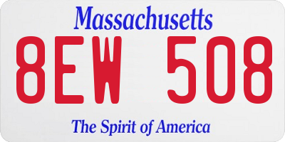 MA license plate 8EW508