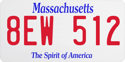 MA license plate 8EW512
