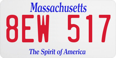 MA license plate 8EW517