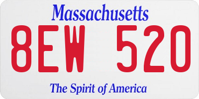 MA license plate 8EW520