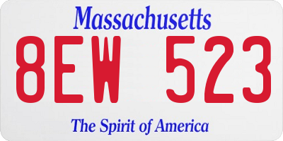 MA license plate 8EW523