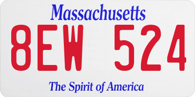 MA license plate 8EW524