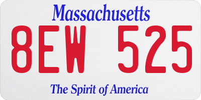 MA license plate 8EW525