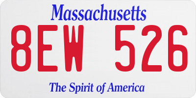MA license plate 8EW526
