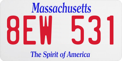 MA license plate 8EW531