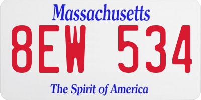 MA license plate 8EW534