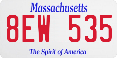 MA license plate 8EW535