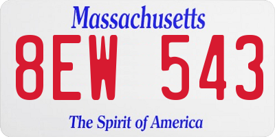 MA license plate 8EW543