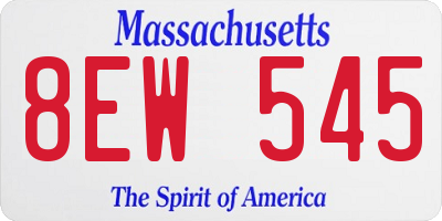 MA license plate 8EW545