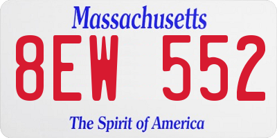 MA license plate 8EW552