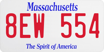 MA license plate 8EW554