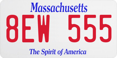 MA license plate 8EW555