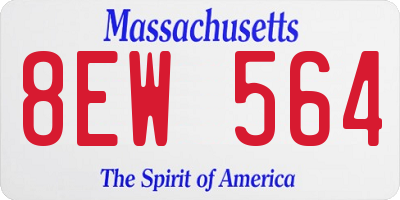 MA license plate 8EW564