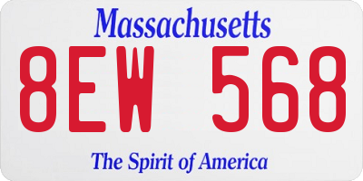 MA license plate 8EW568