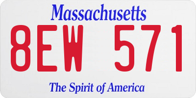 MA license plate 8EW571