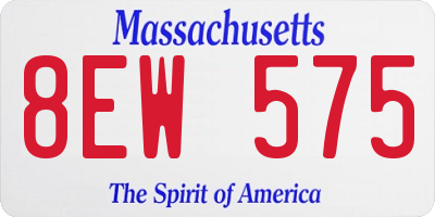 MA license plate 8EW575