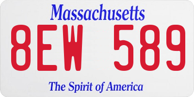 MA license plate 8EW589