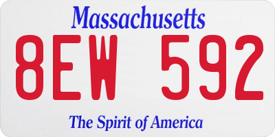 MA license plate 8EW592