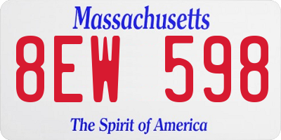 MA license plate 8EW598