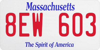 MA license plate 8EW603
