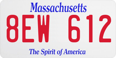 MA license plate 8EW612