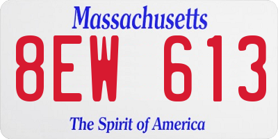 MA license plate 8EW613