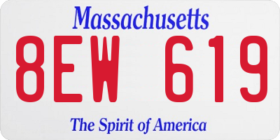 MA license plate 8EW619