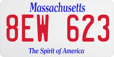 MA license plate 8EW623