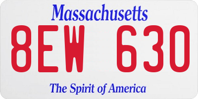 MA license plate 8EW630