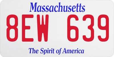 MA license plate 8EW639
