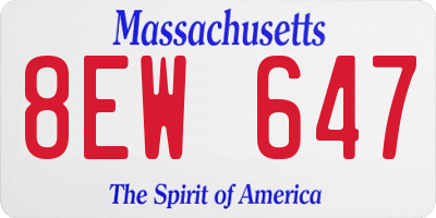 MA license plate 8EW647