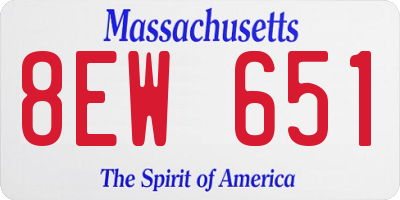 MA license plate 8EW651