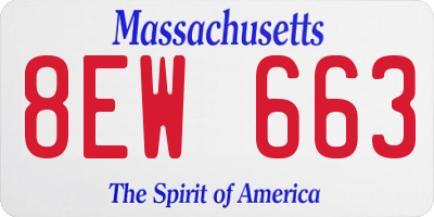 MA license plate 8EW663