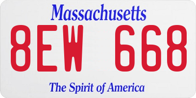 MA license plate 8EW668