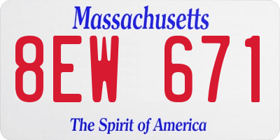 MA license plate 8EW671