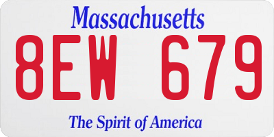 MA license plate 8EW679