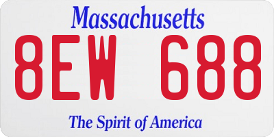 MA license plate 8EW688