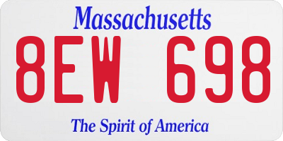 MA license plate 8EW698
