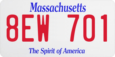MA license plate 8EW701