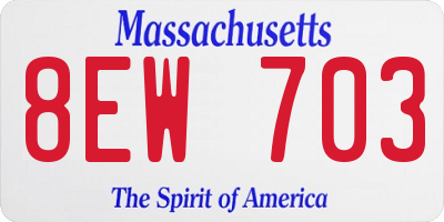 MA license plate 8EW703