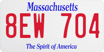 MA license plate 8EW704