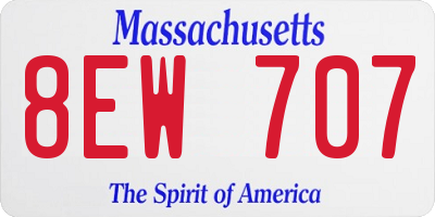 MA license plate 8EW707