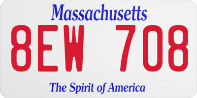MA license plate 8EW708