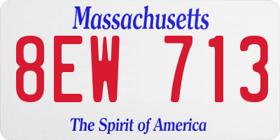 MA license plate 8EW713