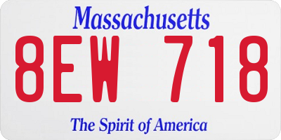 MA license plate 8EW718