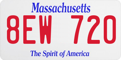 MA license plate 8EW720