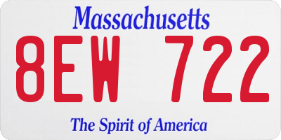 MA license plate 8EW722
