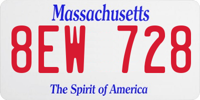 MA license plate 8EW728