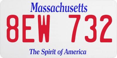 MA license plate 8EW732