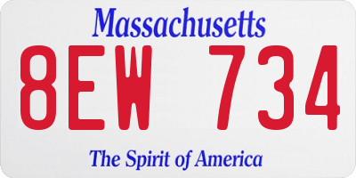 MA license plate 8EW734